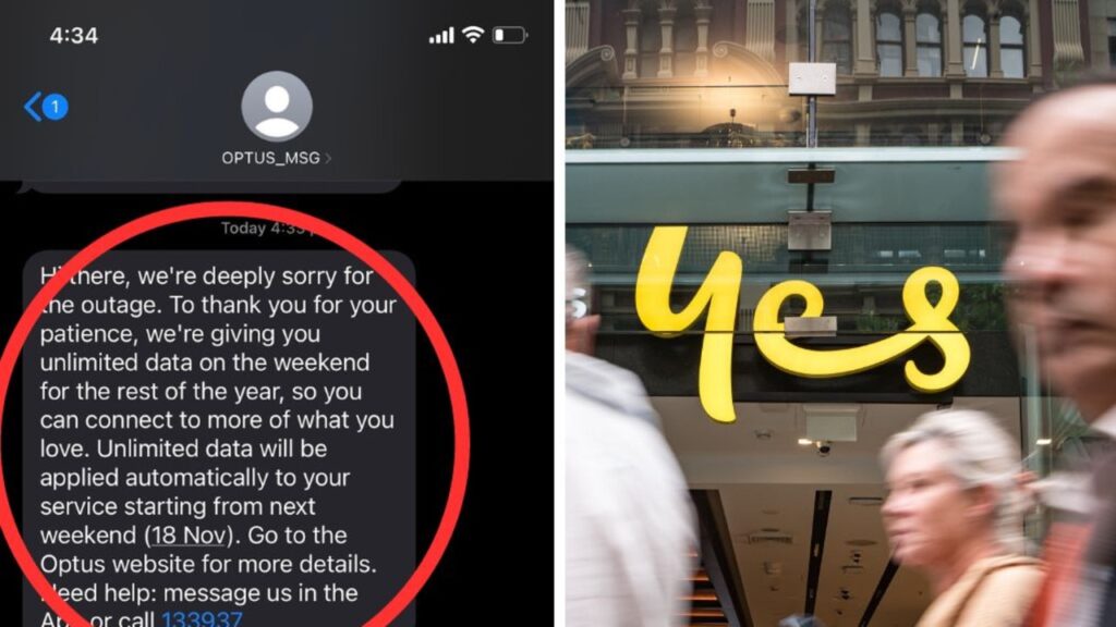 Optus issues grovelling apology text messages to millions affected by outage.