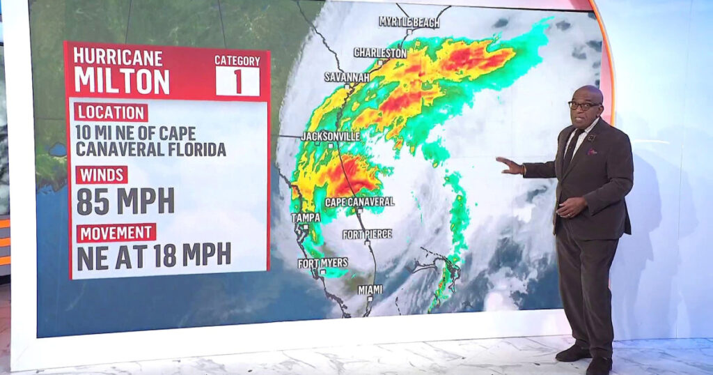 Now a Category 1, storm heads East