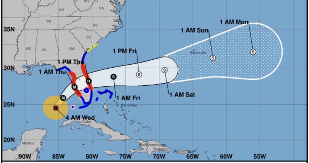 Category 3 storm forecast to make landfall near Tampa, Florida, late tonight