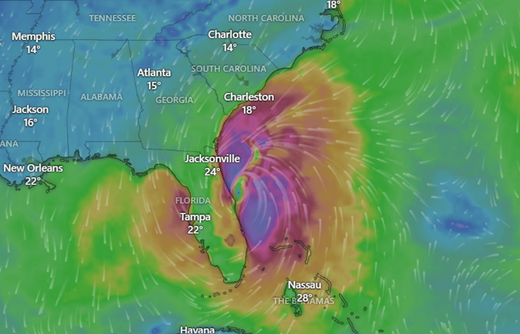 Hurricane Moving Off Florida’s East Coast